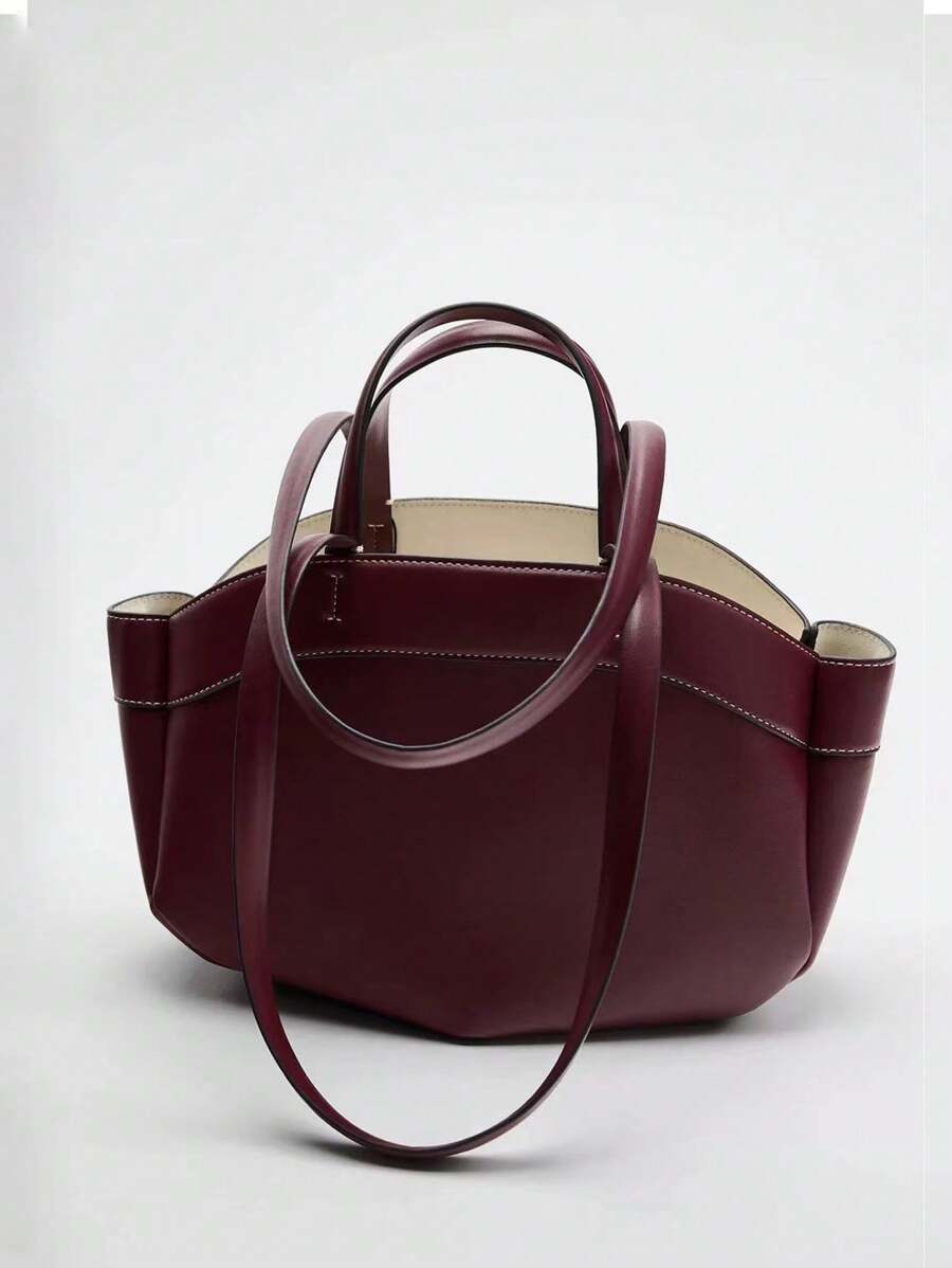 New Women's Large Capacity Canvas Tote Bag, Fashion Shopping Handbag, Bag For Women Elegant, Luxury - 酒紅色 - 查看 1