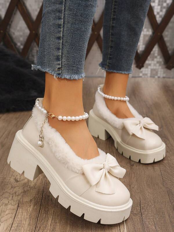 2024 Neues Design Damen Winter Schleifen & EPE Schaum Loafers
