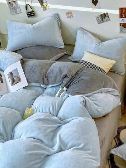 3件套冬季羽绒被套（2个枕套+1个羽绒被套），纯色简约风格，温暖舒适，适合卧室的家居用品
