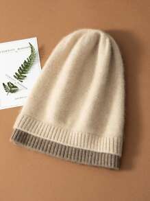 1pc Women 100% Wool Dual Layer Beanie Hat, Thick Warm Wool Blend Skull Cap For Street Fashion, Autumn/Winter - Multicolor - View 15