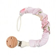 1pc Infant Fashion Printed Grid, Polka Dot & Striped Pacifier Clip & Wooden Pacifier Clip, Daily Use - Multicolor - View 64