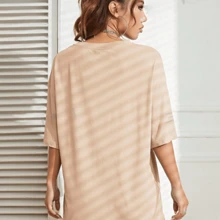 Braba Oversized Women's T-Shirt Personalized Workout Gym Large Wide T-Shirt Fashion - 米色 - 查看 2