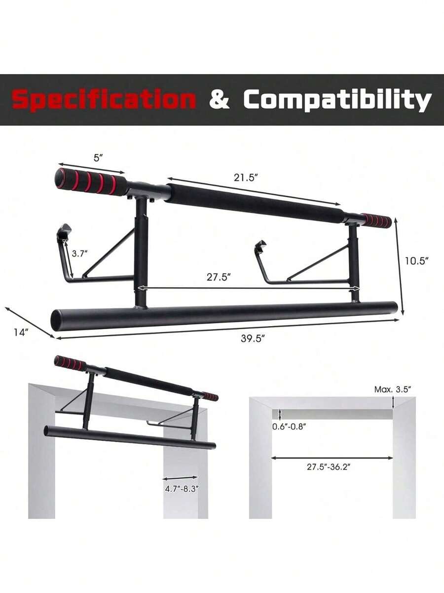 Pull Up Bar For Doorway, Folding Strength Training ChinUp Bar With Non