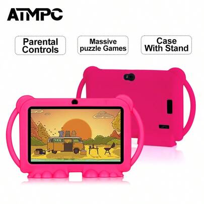 Tableta para niños ATMPC 701A, tableta de 7 pulgadas para niños, 32GB ROM 2GB RAM Android 11.0, tableta para niños pequeños con WiFi de 2.4G, GMS, pantalla de protección ocular, control parental, aplicaciones educativas, cámara dual, funda a prueba de golpes, juegos
