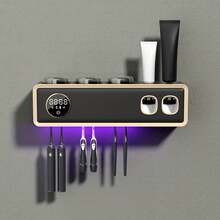 1 Bộ Giá để bàn chải đánh răng khử trùng, Giá để bàn chải đánh răng điện tử tự động UV có cốc súc miệng và hộp đựng kem đánh răng, Giá để bàn chải đánh răng khử trùng gắn tường có sấy khô bằng khí nóng, Giá để bàn chải đánh răng, Giá để bàn chải đánh răng đa năng dùng cho gia đình, Phụ kiện phòng tắm - Nhiều màu - Xem 12