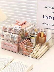 厨房收纳盒桌面收纳盒厨房调味品架冰箱保鲜收纳，化妆品收纳篮透明化妆品收纳盒塑料托盘浴室收纳盒面膜口红首饰浴室梳妆台装饰收藏配件，厨房收纳，厨房组织者，收纳用品，厨房，收纳，组织者，旅行，厨房用品，厨房用具，厨房工具，厨房用品。 - 透明 - 查看 5