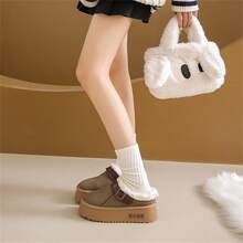 Giày bốt đi tuyết dày ấm áp, giày đế xuồng đế thấp thời trang thu đông mới 2024 cho nữ - Màu Khaki - Xem 5