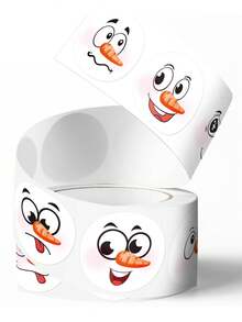 500pcs/Roll Christmas Gift Stickers, Snowman Stickers, Cartoon Cake & Dessert Box Stickers - Multicolor - View 2