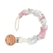 1pc Infant Fashion Printed Grid, Polka Dot & Striped Pacifier Clip & Wooden Pacifier Clip, Daily Use - Multicolor - View 13
