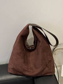 Vintage Large Capacity Women Shoulder Bag, Coffee Brown Matte Soft Deerskin Texture Cross-Body Shoulder Bag - Coffee Brown - View 4