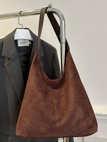 Vintage Large Capacity Women Shoulder Bag, Coffee Brown Matte Soft Deerskin Texture Cross-Body Shoulder Bag - Coffee Brown - View 7
