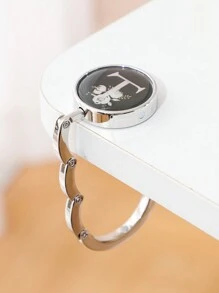 1 pieza Soporte plegable de metal con letra inicial - Diseño floral de letra, Soporte de cartera de escritorio, Estantería de moda para bolsos y Organizador de escritorio de oficina para damas - gancho de letra negro - Ver 14