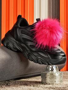 女士时尚休闲运动鞋，配有向日葵金属装饰吊坠，厚底封闭式鞋头户外运动鞋，轻便减震跑鞋，透气网眼一脚蹬夏季凉鞋，舒适日常、健身、办公穿着 - 黑色 - 查看 9