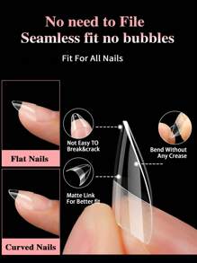 600Pcs Pre-Shaped Extra Short Stiletto False Nails Press On Nails Soak Off Clear Nail Tips With 10 Sizes Half Cover Nail Tips For Acrylic Nail Nail Supplies Nails