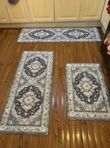 Kitchen Rugs Sets Of 3,Farmhouse Kitchen Rugs And Mats Non Skid Washable,Soft Kitchen Mats For Floor Runner Rugs For Kitchen Entryway Hallway Laundry Room - Grey - View 10