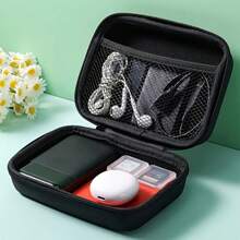 1 pieza Bolsa de almacenamiento multifuncional para juegos de cartas, auriculares inalámbricos, bolsa de EVA, posibles problemas menores de costura. Bolsa de almacenamiento de cable de carga de datos portátil, estuche con cierre resistente a golpes, estuche de viaje para auriculares, disponible en varios colores