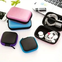 1 pieza Bolsa de almacenamiento multifuncional para juegos de cartas, auriculares inalámbricos, bolsa de EVA, posibles problemas menores de costura. Bolsa de almacenamiento de cable de carga de datos portátil, estuche con cierre resistente a golpes, estuche de viaje para auriculares, disponible en varios colores