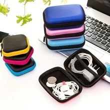 1 pieza Bolsa de almacenamiento multifuncional para juegos de cartas, auriculares inalámbricos, bolsa de EVA, posibles problemas menores de costura. Bolsa de almacenamiento de cable de carga de datos portátil, estuche con cierre resistente a golpes, estuche de viaje para auriculares, disponible en varios colores