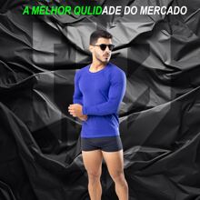 Thermal T-Shirt Second Skin UV Protection Compression Cold Heat Men's Blouse Extreme Premium - 藍色 - 查看 5