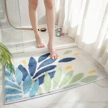 1 tấm thảm phòng tắm bằng vải cashmere siêu mềm có họa tiết lá - Chống trượt, Có thể giặt bằng máy, Khô nhanh, Thích hợp cho vòi sen và bồn tắm, Thoải mái, Thảm trải sàn trang trí - Nhiều màu - Xem 10