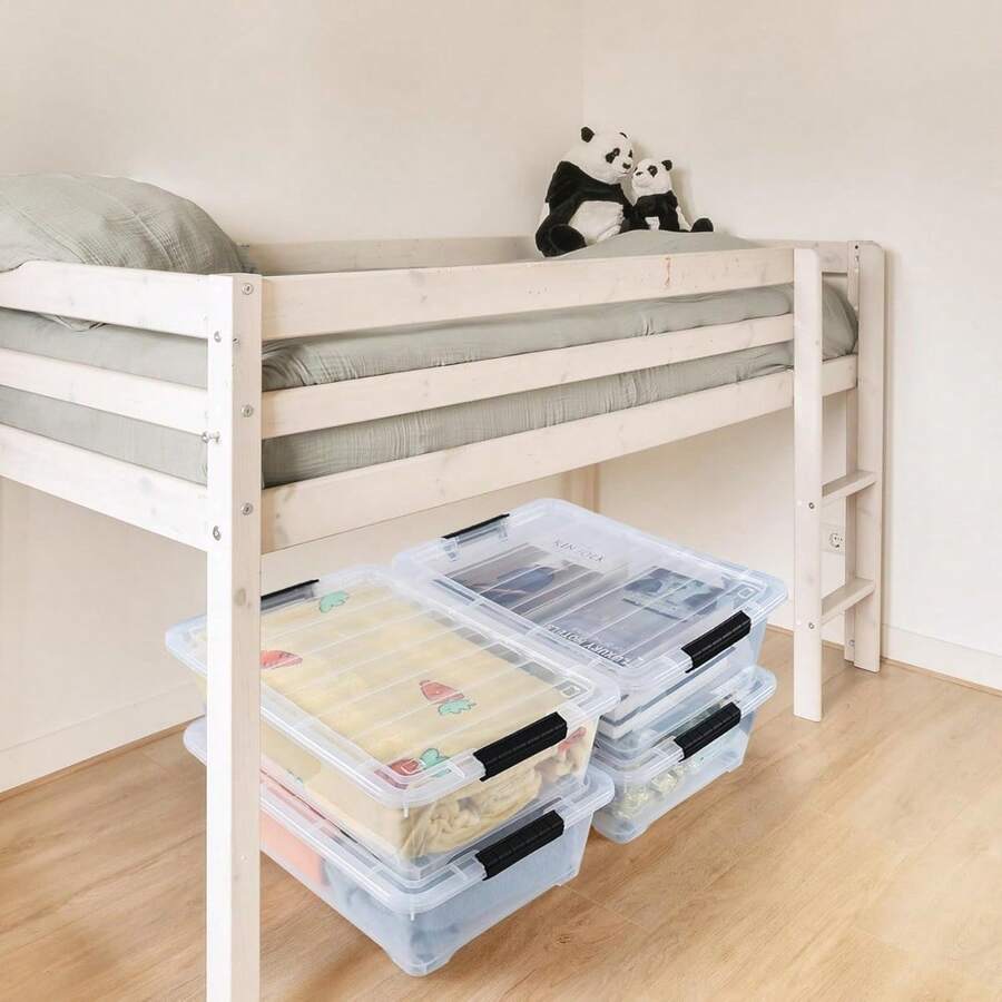 20 Quart Stackable Plastic Under Bed Bins With Lid, Set Of 4 Clear