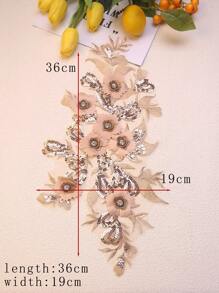 زخرفة لتطريز الأزهار والأوراق الملونة بالكريستال مقاس 36 سم طول x 19 سم عرض لمشاريع الخياطة DIY - متعدد الألوان - مشاهدة 16