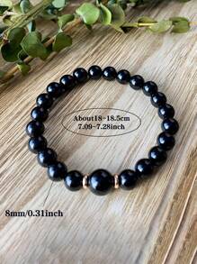 1pc Black Tourmaline Powerful Protection Bracelet Dispelling Negative Energy Beaded Stretch Spiritual Grounding Meditation Jewelry. Unisex