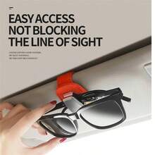 1 件精致绒面皮革汽车遮阳板眼镜架卡片收纳夹，汽车用多功能太阳镜收纳盒 - 紅色 - 查看 3