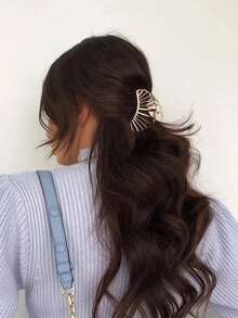 1 cái kẹp tóc vàng hình vỏ sò hình học kẹp tóc bên hông mới kẹp tóc phía sau đầu cho phụ nữ kẹp tóc phụ kiện tóc - Vàng - Xem 2