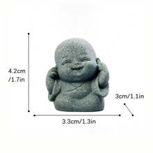 1 szt. Ręcznie robiona żywica Zen Smile Buddha Statue, idealna ozdoba, abstrakcyjna miniaturowa statua Buddy do ogrodu wewnętrznego, Bonsai Rockery Courtyard i Home Office Cicha dekoracja medytacji