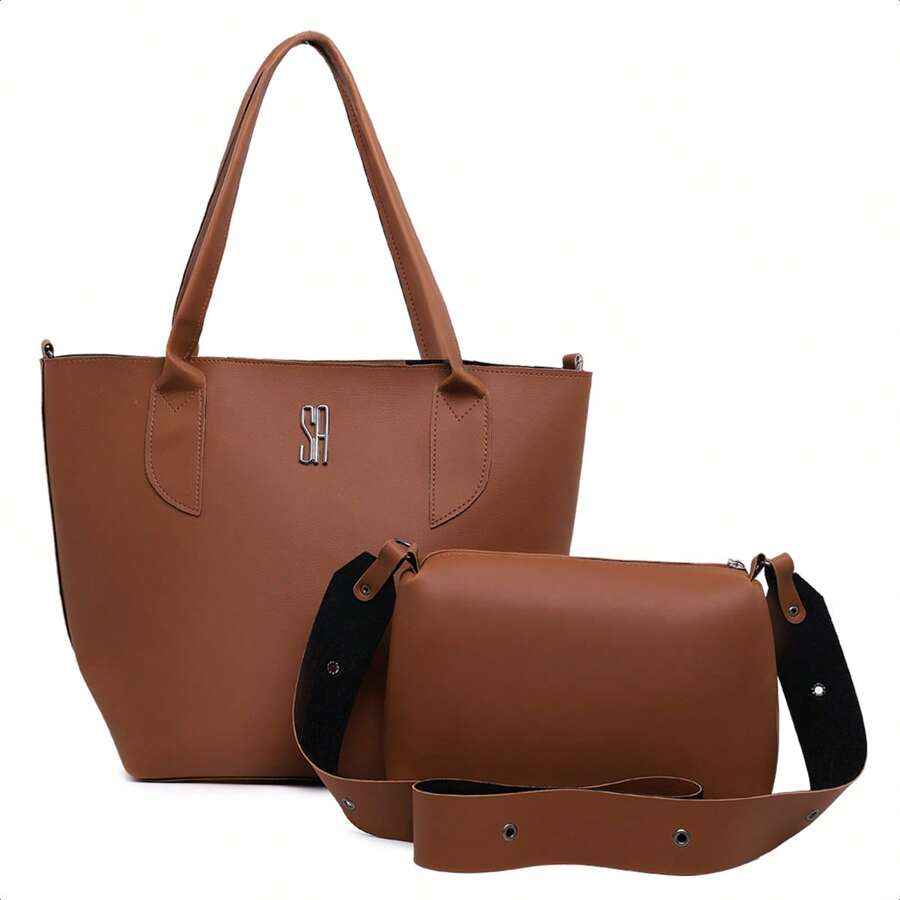 Kit With Two Women's Bags, One Bag And One Crossbody Strap - 駝色 - 查看 1