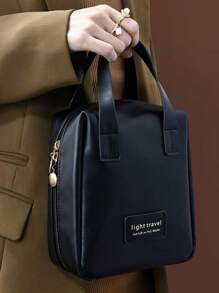 PU Leather Cosmetic Bag Waterproof Portable Toiletry Bag Makeup Organizer Pouch - màu đen - Xem 4