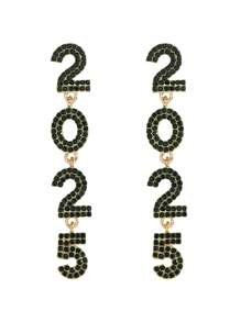 1 Cặp bông tai hợp kim thời trang chữ và số "2025" đính đá và ngọc trai cho phụ nữ, thích hợp cho năm mới, đeo hàng ngày và làm quà tặng ngày lễ - bông tai 2025 - Xem 18