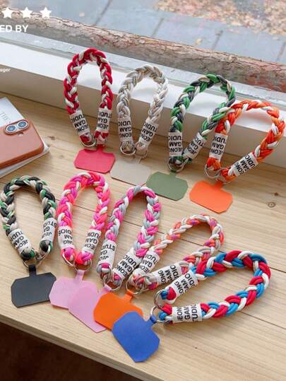 Cute Coloful Knitted Gold Wire Lanyard Phone Strap Keycord Hanging Trousers Accessories Stylish Anti-Loss Keychain Wrist Rope Gifts For Mother, Family, Friends, Birthday, Holiday Phone Charm, Phone Chain