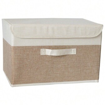 1pc Washable Linen Fabric Folding CD Storage Box Foldable Bins Toys Organizer With Lid Storage Basket Laundry Basket