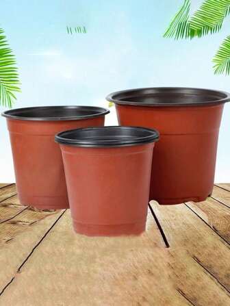 10/20/30/50/200 piezas Maceta de plástico de dos tonos para cultivo con plato de nutrientes engrosado para el cultivo de plántulas, diseño desechable para suculentas