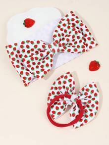 2 件装婴儿草莓头带 可爱水果图案蝴蝶结发带 适合幼儿婴儿新生儿柔软弹力头巾 可爱红色草莓发带 婴儿节日派对头饰 儿童婴儿发饰 - 彩色 - 查看 5