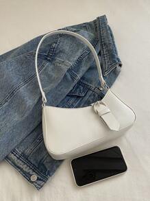 Túi đeo vai trang trí thắt lưng tối giản, màu trơn, thời trang, thích hợp để đi mua sắm, đựng ví, đi chơi thường ngày, đặc biệt phù hợp với phụ nữ trẻ, sinh viên đại học, người trẻ đi làm và nhân viên văn phòng. Cũng rất phù hợp cho văn phòng, trường đại học, công việc, kinh doanh, đi lại, hoạt động ngoài trời, du lịch và leo núi. - trắng - Xem 2