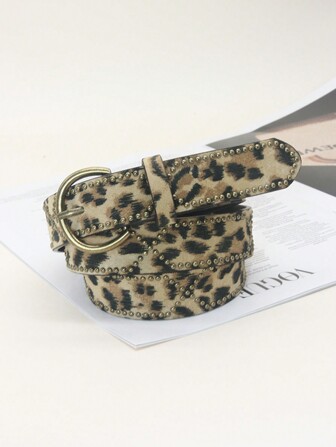 1 pièce Ceinture en cuir PU décorée de rivets, design de mode pour femmes. Boucle de décoration personnalisée pour jeans, robe, ceinture de taille, adapté pour l'été, l'école