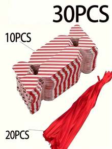 75/30 件红色条纹纸质礼品盒，带丝带，适用于圣诞糖果、婚礼、新娘送礼会、生日、乔迁、狂欢节、圣诞节、感恩节、元旦、毕业典礼 - 多功能派对礼品盒 - 彩色 - 查看 11