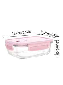 1 pieza Nueva fiambrera aislada de vidrio rosa con accesorios para estudiantes, caja bento con rallador Pyrex, cuchillería y para guardar fruta