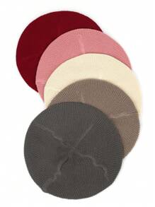 2pcs/1pc Women Casual Solid Color Knitted Beret Hat, Fashion & Versatile - Multicolor - View 10