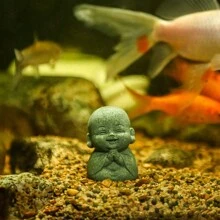 1 szt. Ręcznie robiona żywica Zen Smile Buddha Statue, idealna ozdoba, abstrakcyjna miniaturowa statua Buddy do ogrodu wewnętrznego, Bonsai Rockery Courtyard i Home Office Cicha dekoracja medytacji