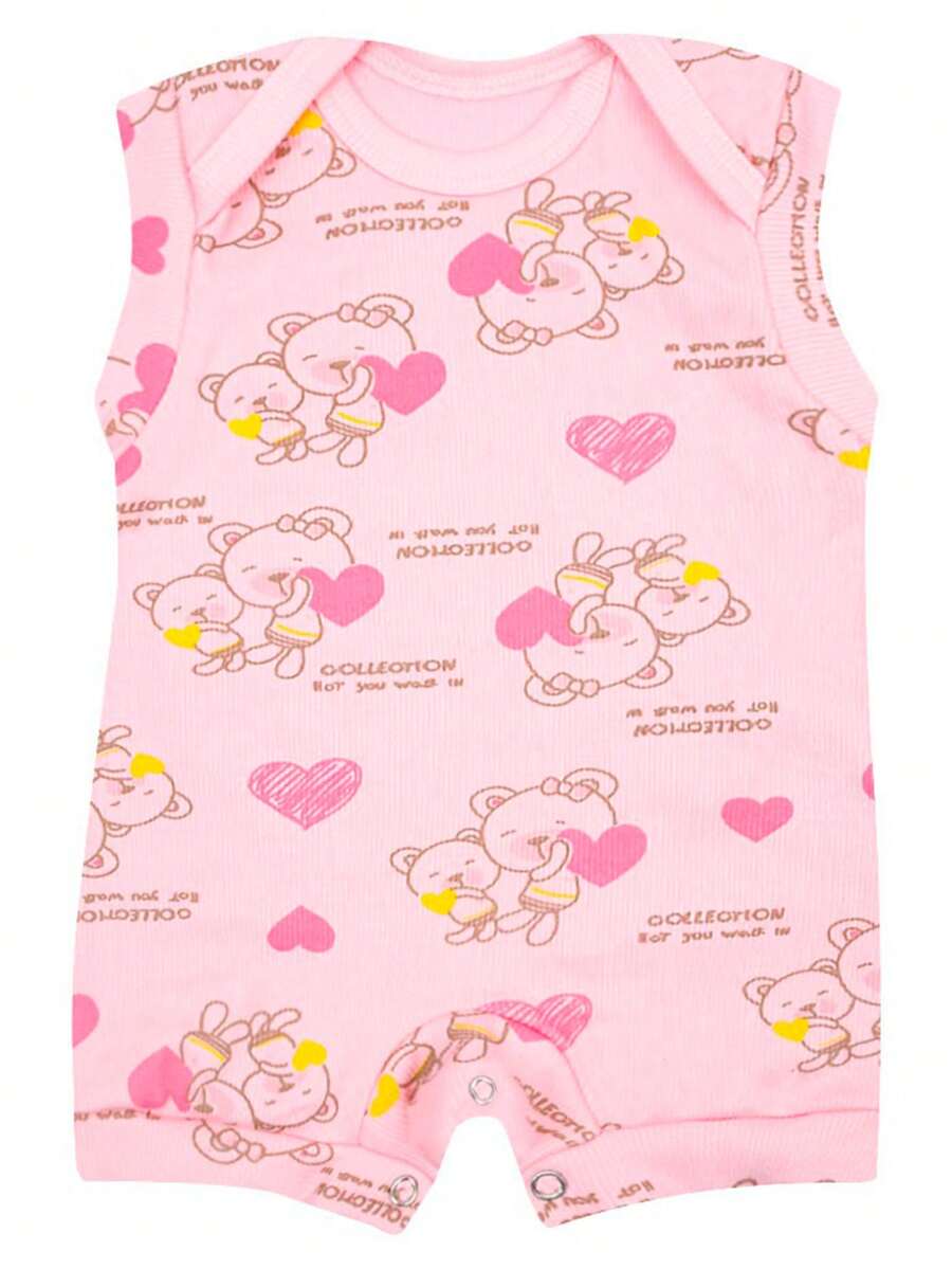 BEBE FOFUXO Banho de Sol Bebê Regata Canelado Estampado (P/M/G) - Rosa Bebê - Visão 1