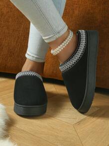 Pantoufles unisexes décontractées et confortables de couleur unie - Semelle intérieure en mousse à mémoire de forme, doublure en tissu chaud, tige piquée, semelle extérieure antidérapante, chaussons d'intérieur faciles à enfiler, convenant pour toutes les saisons