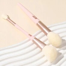 2 件套双头轮廓化妆刷 - 斜角粉刷和遮瑕刷 - 优质奢华刷毛，可完美涂抹液体、乳霜和粉末 - 粉色 - 查看 4