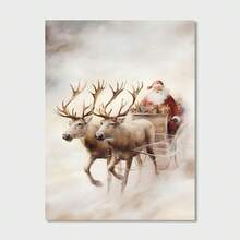 1 件圣诞老人与小鹿帆布海报，节日艺术墙饰，艺术装饰，无框 - 彩色 - 查看 11
