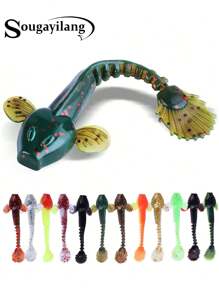 SOUGAYILANG 12入組軟餌魚餌魚餌3.5英寸/90毫米尾蠕蟲鹹水/淡水魚餌 - 彩色 - 查看 1