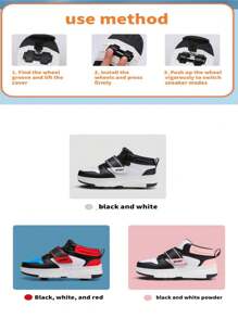 Kids Roller Skate Shoes With 4 Wheels, Detachable Wheels, Fashion Rollerskates For Boys And Teenagers