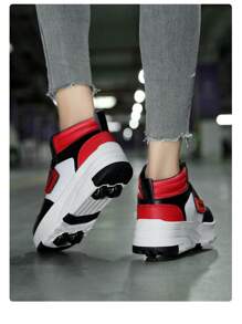 Kids Roller Skate Shoes With 4 Wheels, Detachable Wheels, Fashion Rollerskates For Boys And Teenagers